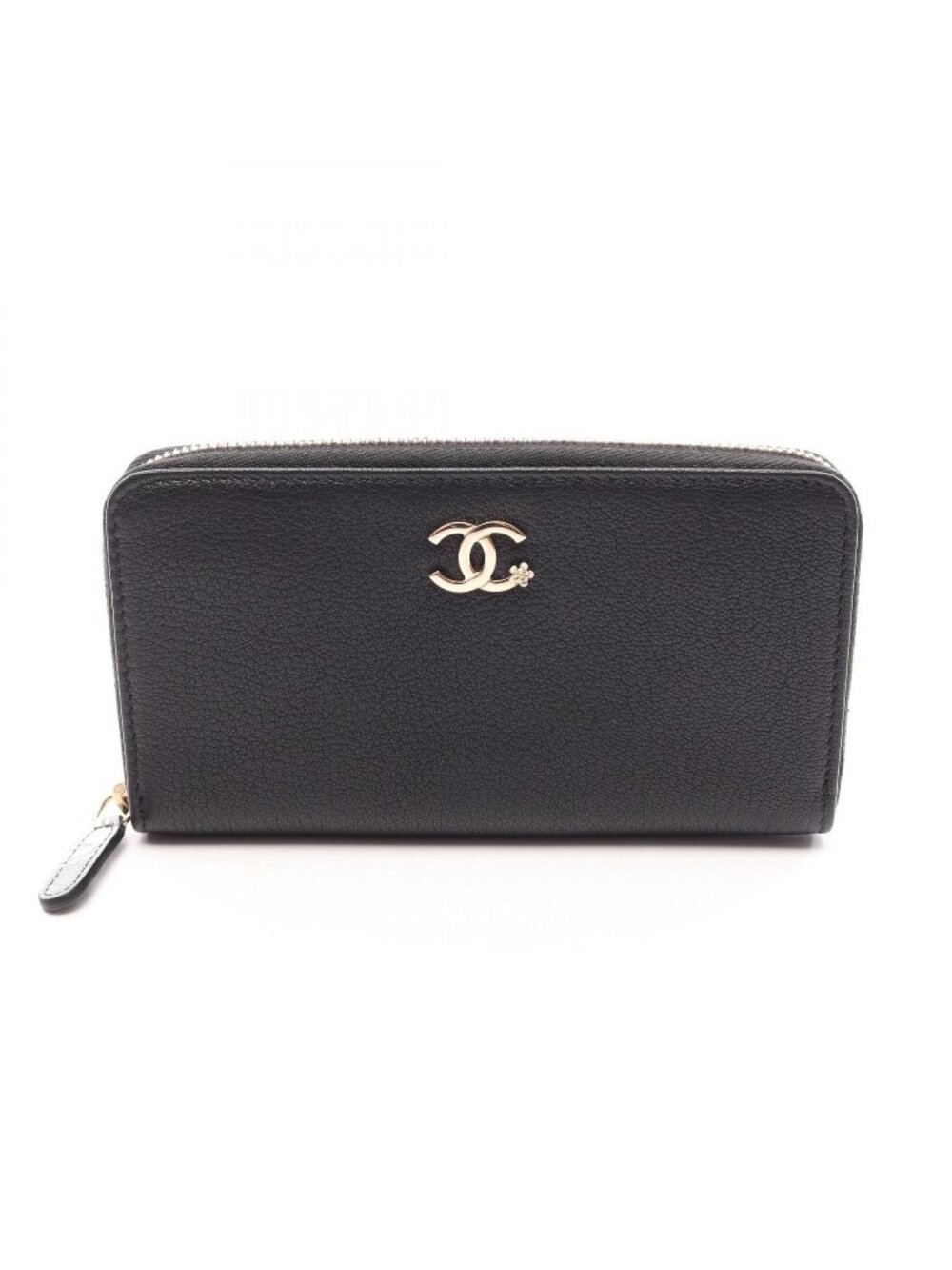 Chanel Round Wallet CC Logo Black Leather
